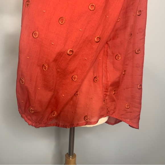 Maeve by Anthropology Coral Embroidered Voile Augusta Peasant Blouse Top Large - Picture 10 of 14
